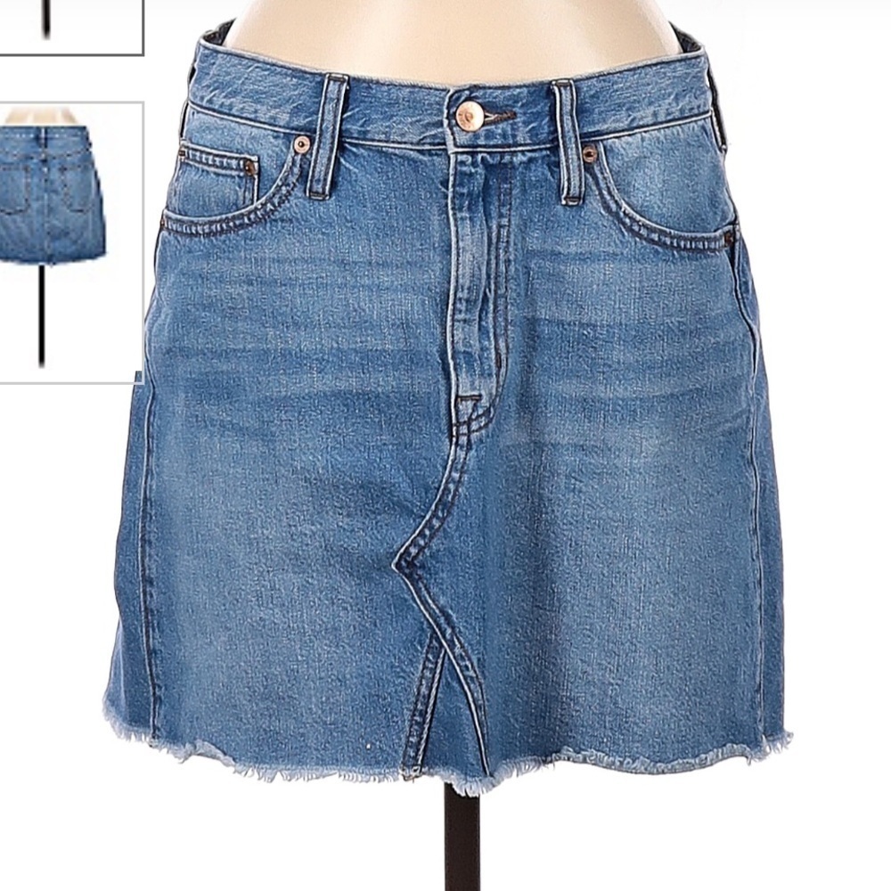 J. Crew High Rise Raw Hem Denim Skirt - Picture 2 of 10